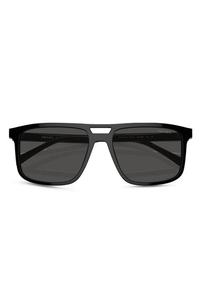 Prada 58mm Rectangular Sunglasses in Black at Nordstrom