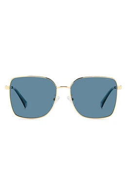 Polaroid 58mm Polarized Rectangular Sunglasses in Gold Teal/Blue Polarized at Nordstrom