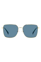 Polaroid 58mm Polarized Rectangular Sunglasses in Gold Teal/Blue Polarized at Nordstrom