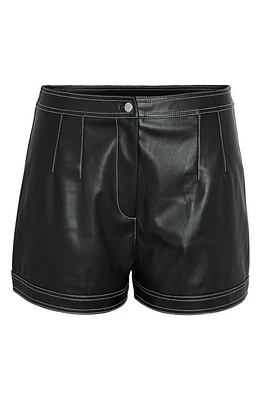 Noisy may Kimberly Faux Leather Shorts Black Detailcontrast Stitch at Nordstrom,