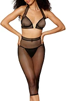 Dreamgirl Fishnet Underwire Bra & Slip Skirt Set Black at Nordstrom,