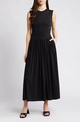 RUE SOPHIE Theia Midi Fit & Flare Dress Black at Nordstrom,