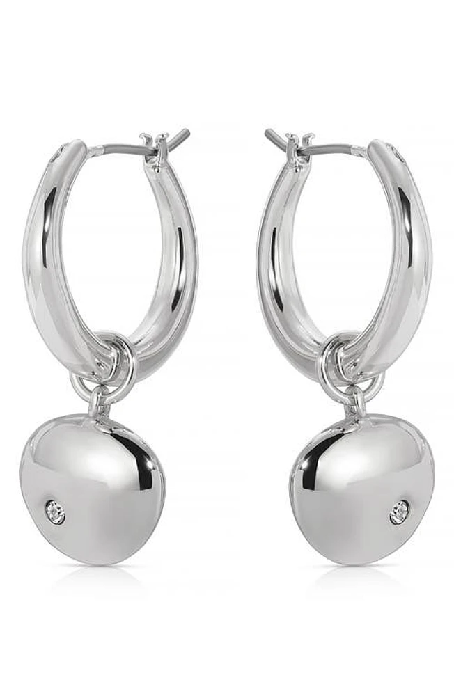 Ettika Polished Pebbles Drop Hoop Earrings in Rhodium at Nordstrom