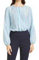 KOBI HALPERIN Sophie Pintuck Cotton & Silk Blouse Blue Sky at Nordstrom,