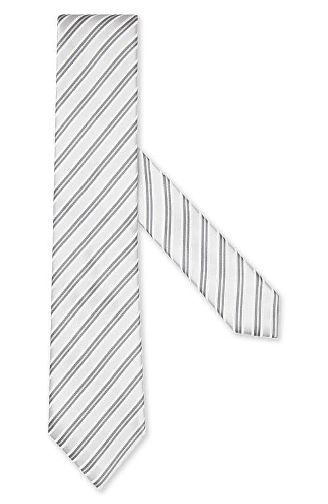 ZEGNA TIES Evening Regimental Silk & Cotton Tie in Silver at Nordstrom