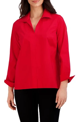 Foxcroft Agnes Split Cuff Popover Blouse at Nordstrom,