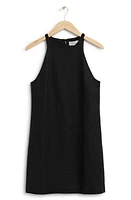 & Other Stories Cutaway Linen Minidress Black at Nordstrom,