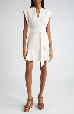 Veronica Beard Avella Stripe Stretch Cotton Minidress Pink/White at Nordstrom,