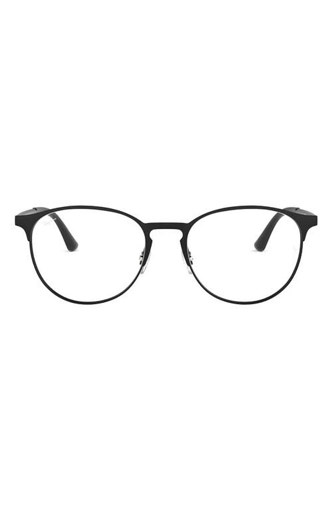 Ray-Ban 55mm Semi Rimless Round Optical Glasses in Matte Black at Nordstrom