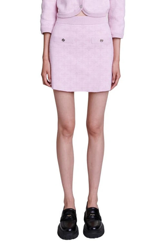 maje Jenthe Metallic Tonal Print Miniskirt Pale Pink at Nordstrom,