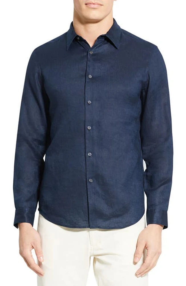 Theory Irving Solid Linen Button-Up Shirt at Nordstrom,