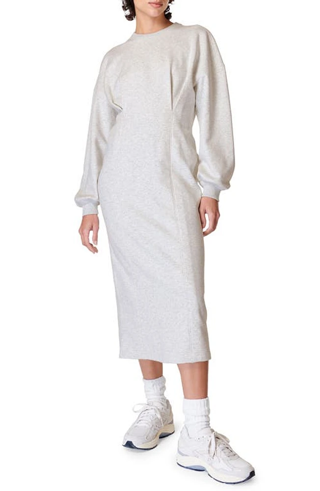 Sweaty Betty Revive Tuck Long Sleeve Sweatshirt Dress Ice Grey Marl at Nordstrom,