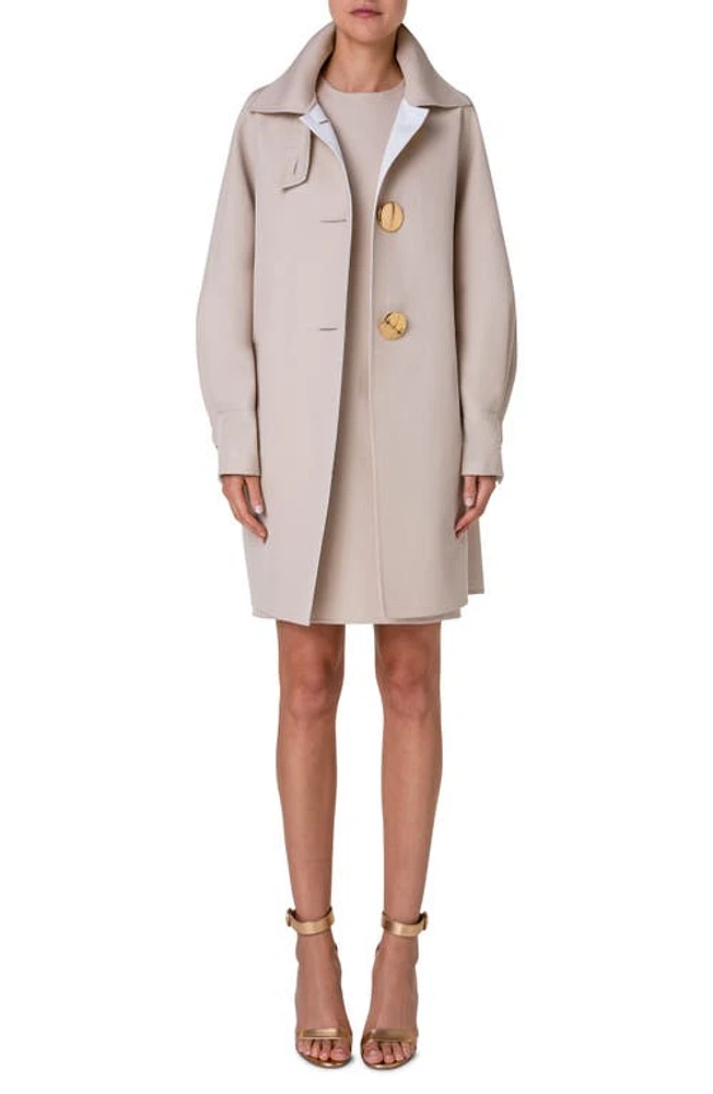 Akris Omega Lantern Sleeve Cotton & Silk Coat in Sand at Nordstrom, Size 8