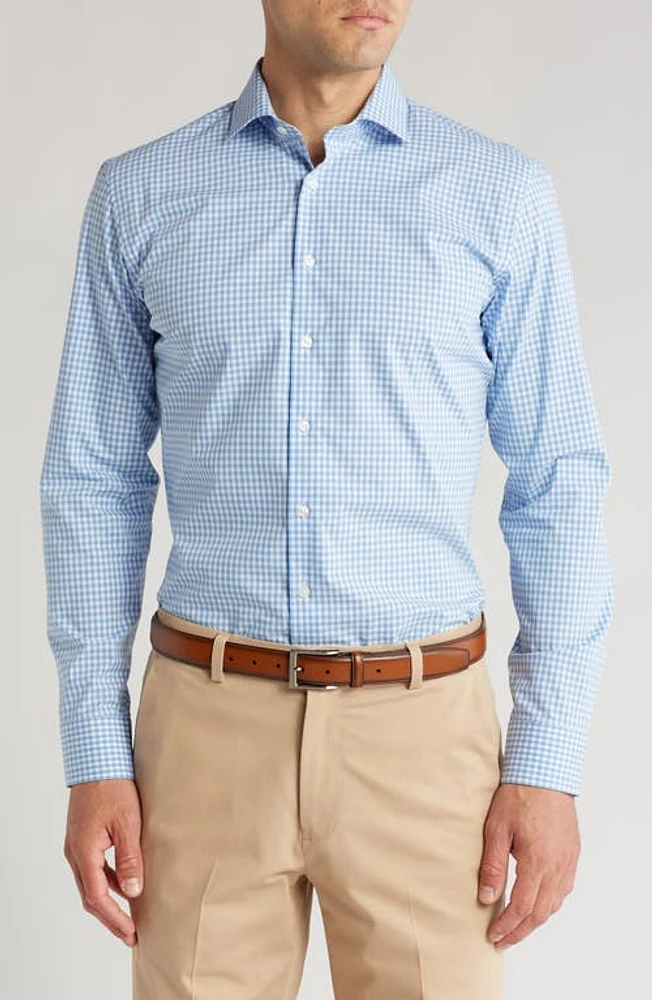 Nordstrom Tech-Smart Trim Fit Check Performance Dress Shirt Blue - Facil Gingham at Nordstrom,