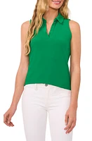 CeCe Sleeveless Crepe Knit Polo at Nordstrom,