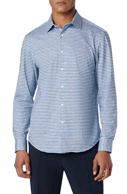 Bugatchi James OoohCotton Check Print Button-Up Shirt Air Blue at Nordstrom,