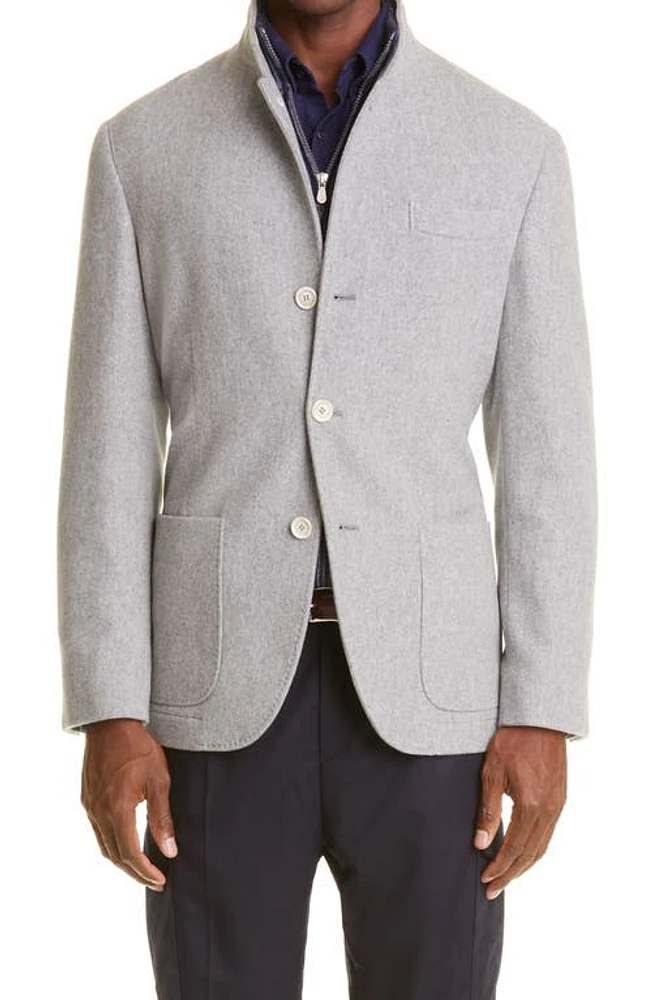 Brunello Cucinelli Patch Pocket Cashmere Jacket in C2148-Pearl Grey at Nordstrom, Size Large