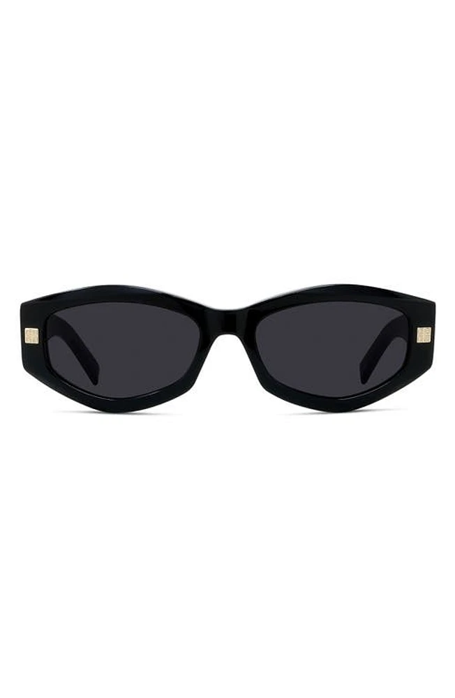 Givenchy GVDAY 54mm Square Sunglasses in Shiny Black /Smoke at Nordstrom