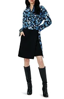 Diane von Furstenberg Olia Long Sleeve Mixed Media Shirtdress Petal/M Dt Sr Sp/Black at Nordstrom,