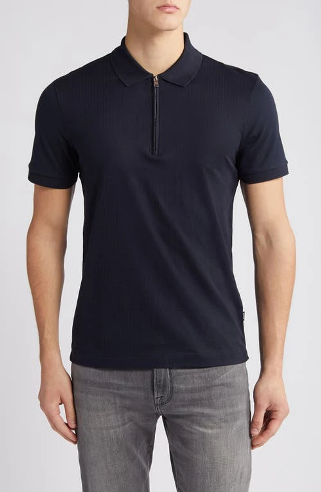 BOSS Polston Half Zip Polo Dark Blue at Nordstrom,