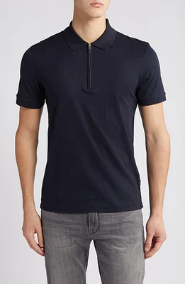 BOSS Polston Half Zip Polo Dark Blue at Nordstrom,