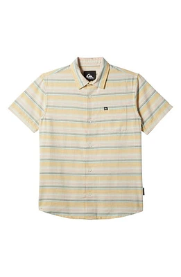 Quiksilver Kids' Classic Stripe Short Sleeve Button-Up Oxford Shirt Ochre at Nordstrom,