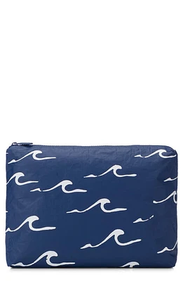 Aloha Collection Medium Water Resistant Tyvek Zip Pouch in White On Navy at Nordstrom