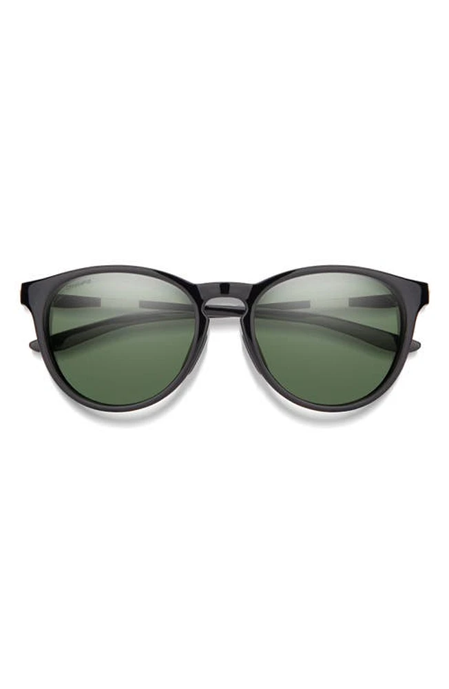 Smith Wander 55mm ChromaPop Polarized Round Sunglasses in Black /Grey Green at Nordstrom