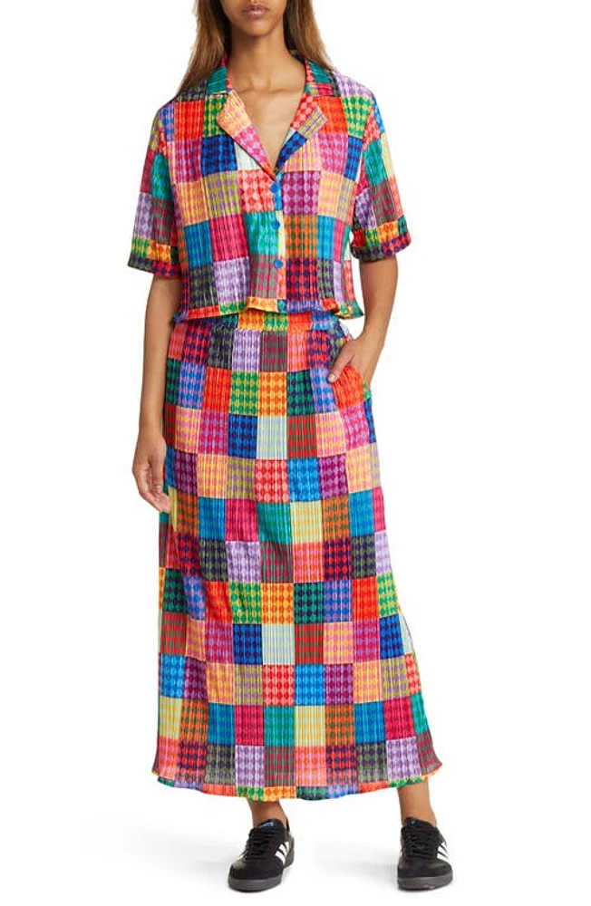 Dressed Lala Est La Vie Plissé Button-Up Shirt & Skirt Set Fun House at Nordstrom,