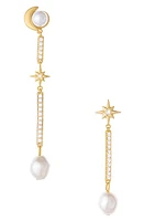 Ettika Mismatched Imitation Pearl Drop Earrings in Gold at Nordstrom