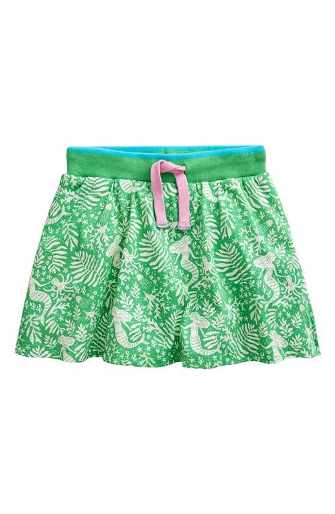 Mini Boden Kids' Mermaid Print Jersey Skort Pea Green Mermaids at Nordstrom,