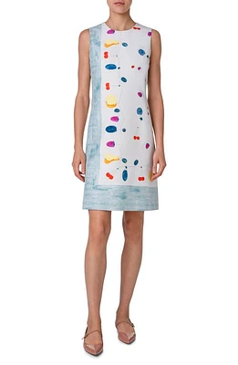 Akris Fruit Print Cotton & Silk Blend Sheath Dress Greige-Multicolor at Nordstrom,