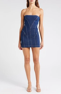 Mistress Rocks Strapless Denim Minidress Dark Blue at Nordstrom,