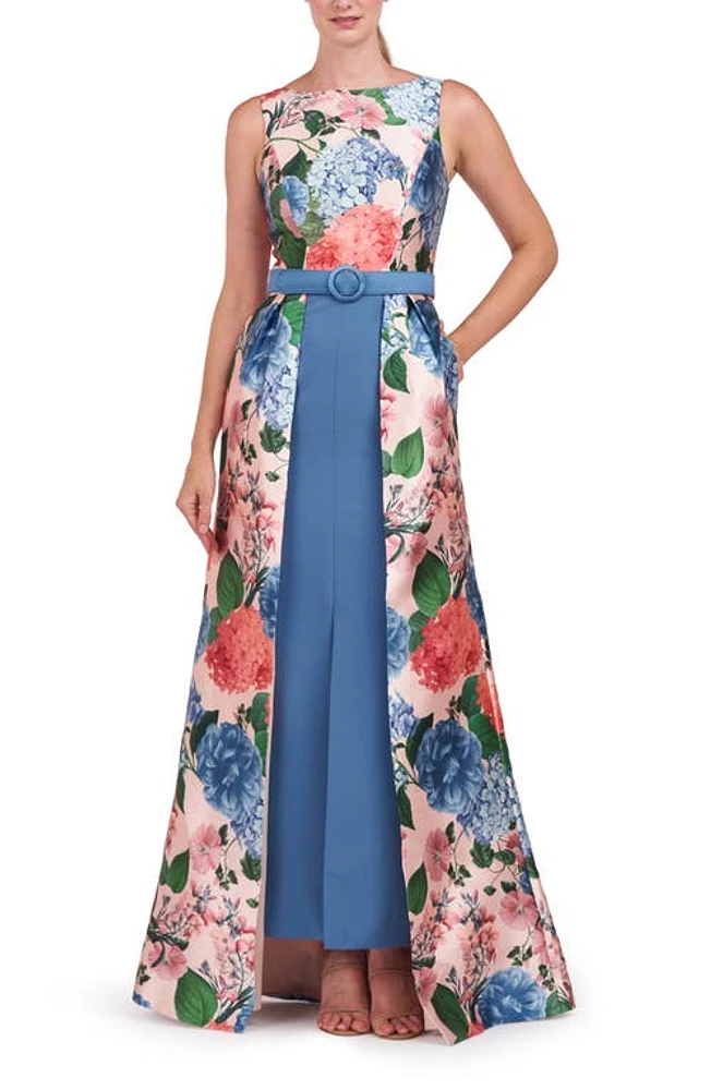 Kay Unger Gail Floral Walk-Through Gown Soft Blush at Nordstrom,