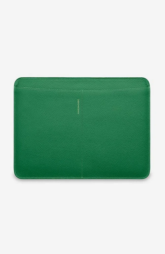 MAISON de SABRÉ Leather Laptop Sleeve in Emerald Green at Nordstrom, Size Small