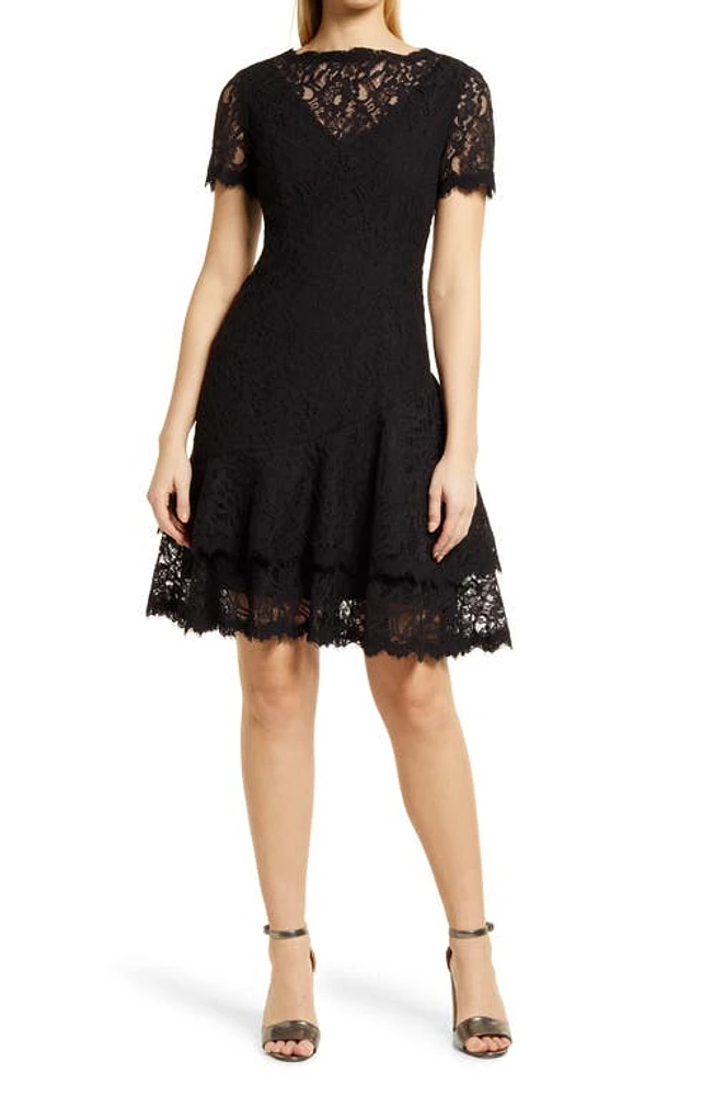 Shani Scalloped Lace Cocktail Dress Black at Nordstrom,