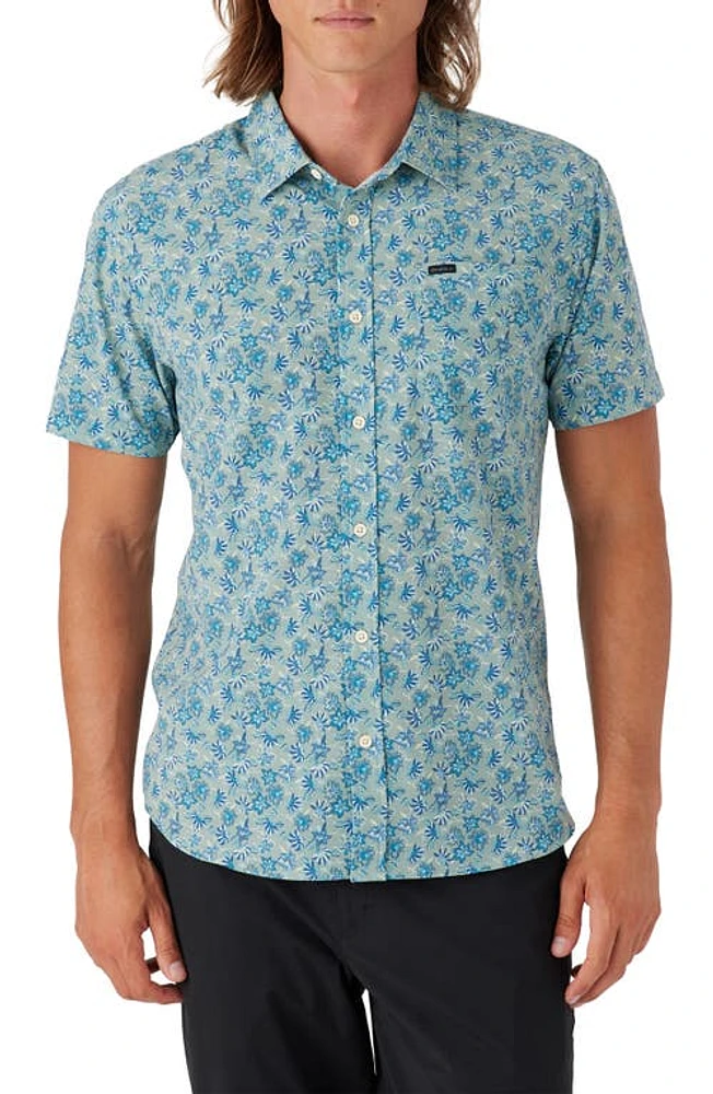 O'Neill TRVLR Traverse Floral Print UPF 50+ Button-Up Shirt Seagrass at Nordstrom,