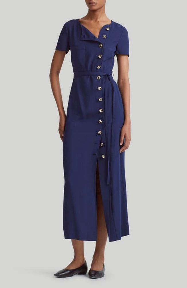 Altuzarra Rosa Asymmetric Button Front Dress Berry Blue at Nordstrom, Us