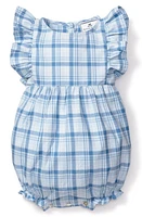 Petite Plume Seafarer Tartan Ruffle Bubble Romper Pajamas Blue at Nordstrom,