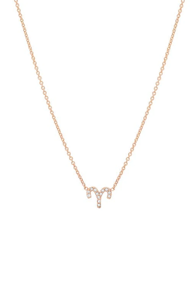 BYCHARI Diamond Zodiac Pendant Necklace in 14K Rose Gold