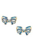 Judith Leiber Pavé Crystal Bow Stud Earrings in Blue/Gold at Nordstrom