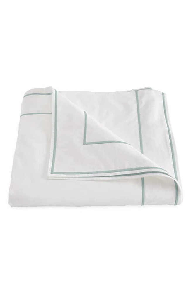 Matouk Ansonia Cotton Percale Duvet Cover in White/Jade at Nordstrom