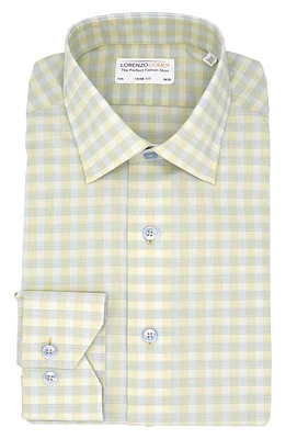 Lorenzo Uomo Trim Fit Check Stretch Cotton Dress Shirt Yellow at Nordstrom,