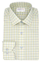 Lorenzo Uomo Trim Fit Check Stretch Cotton Dress Shirt Yellow at Nordstrom,