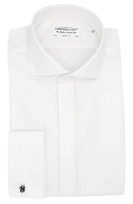 Lorenzo Uomo Trim Fit Diamond Pattern Tuxedo Shirt in White at Nordstrom, Size 16 - 34