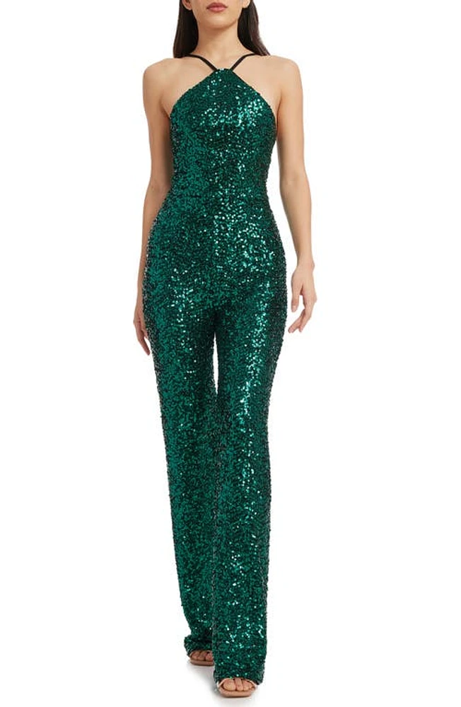 Dress the Population Darian Sequin Halter Jumpsuit at Nordstrom,