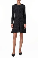 Akris punto Dot Print Long Sleeve A-Line Dress Black-Cream at Nordstrom,