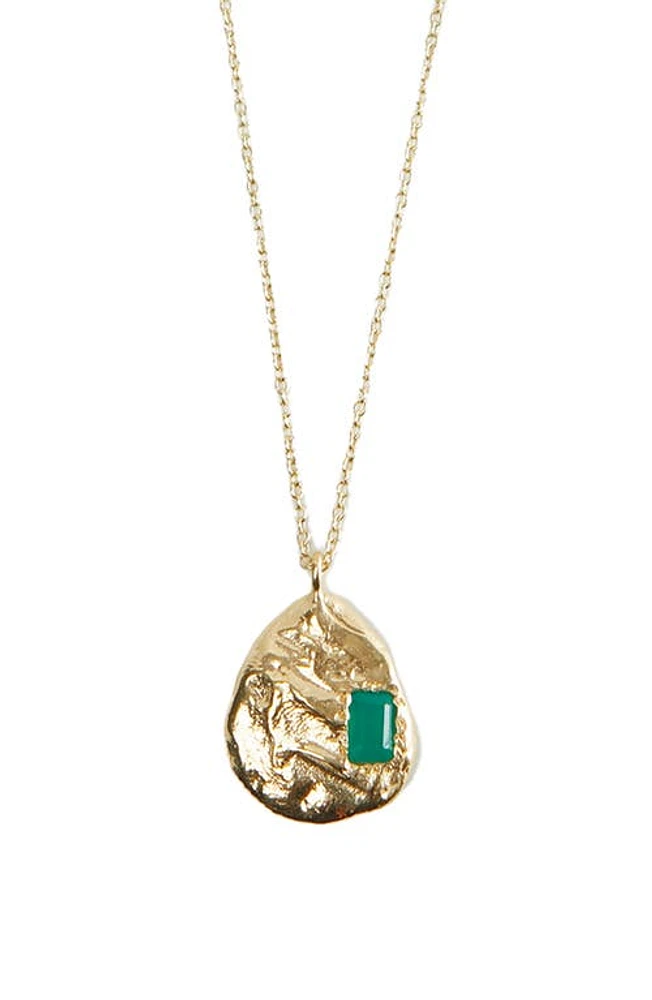 Argento Vivo Sterling Silver Green Onyx Pendant Necklace in Gold at Nordstrom