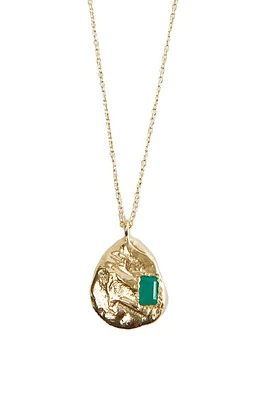 Argento Vivo Sterling Silver Green Onyx Pendant Necklace in Gold at Nordstrom