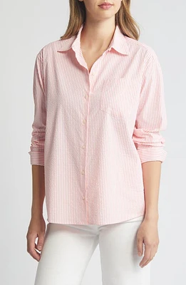 vineyard vines Harbor Stripe Seersucker Button-Up Shirt White /Cayman at Nordstrom,